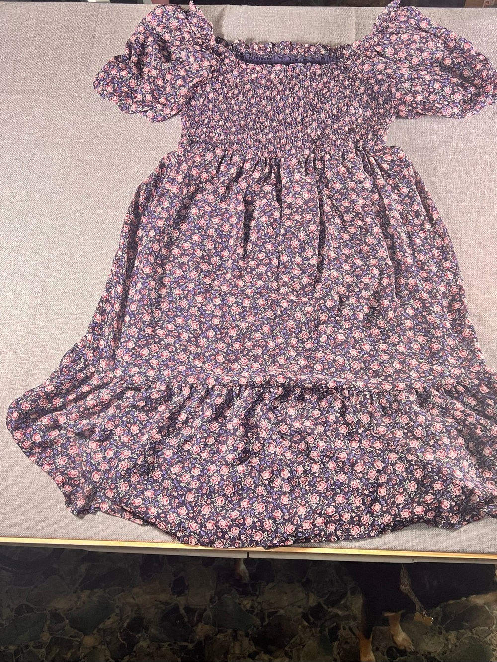 LC Lauren Conrad Navy Dress with Pink Floral Print